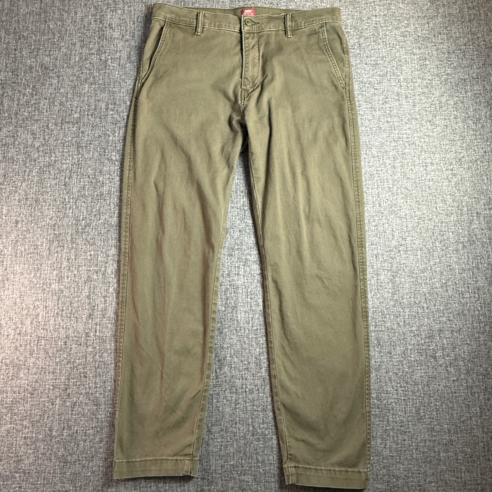 Mens Levi's Pants | Waist 34 | Olive Green Chino Stretch 34x32 (Measures 34x30)